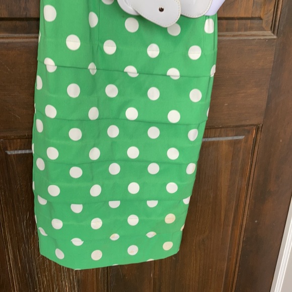 Spring green and white belted dress. Size 6 - Picture 2 of 3
